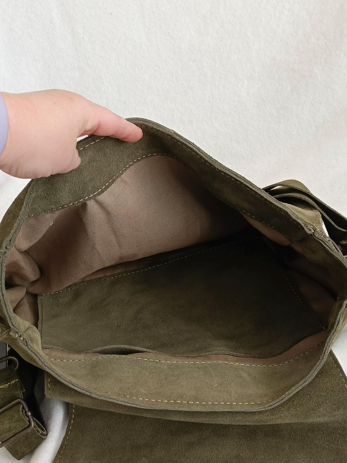Women's suede handbag, made of genuine leather