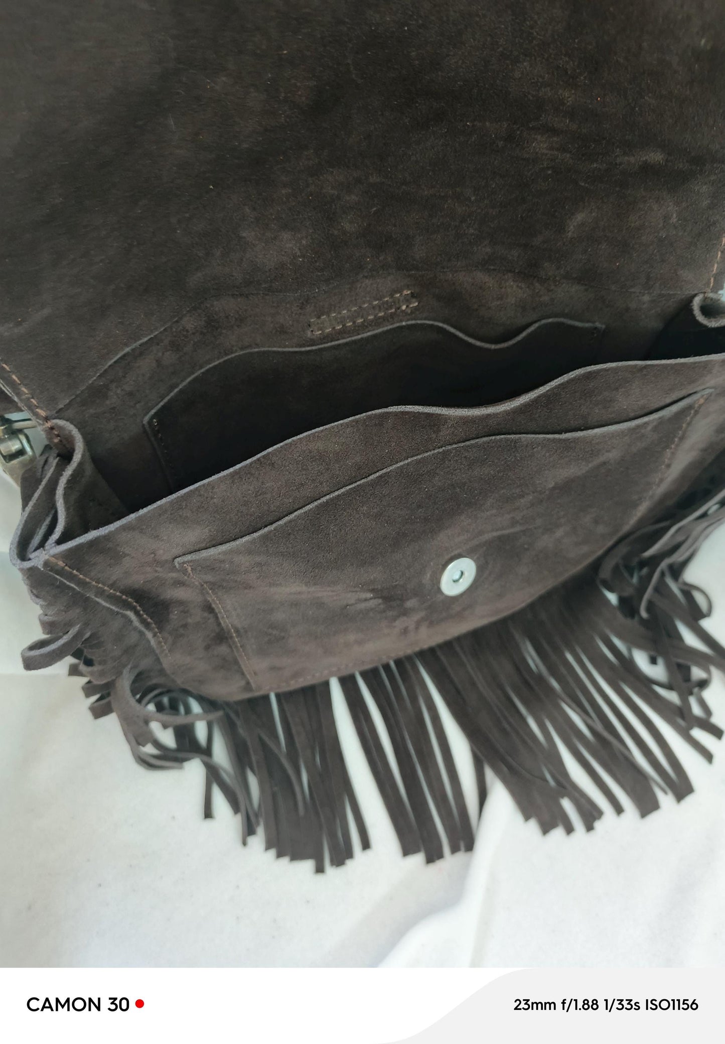 Suede Fringe Shoulder Bag: Dark Brown Leather Tote