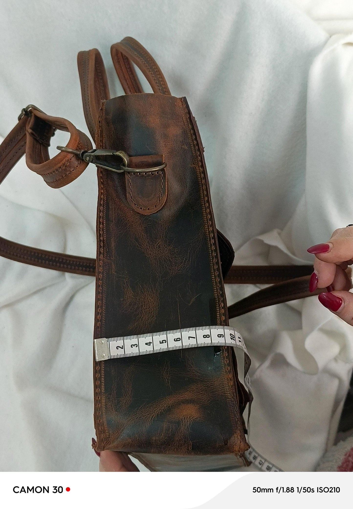 Genuine Leather Tote Bag: Nagada Design, Long & Short Handles