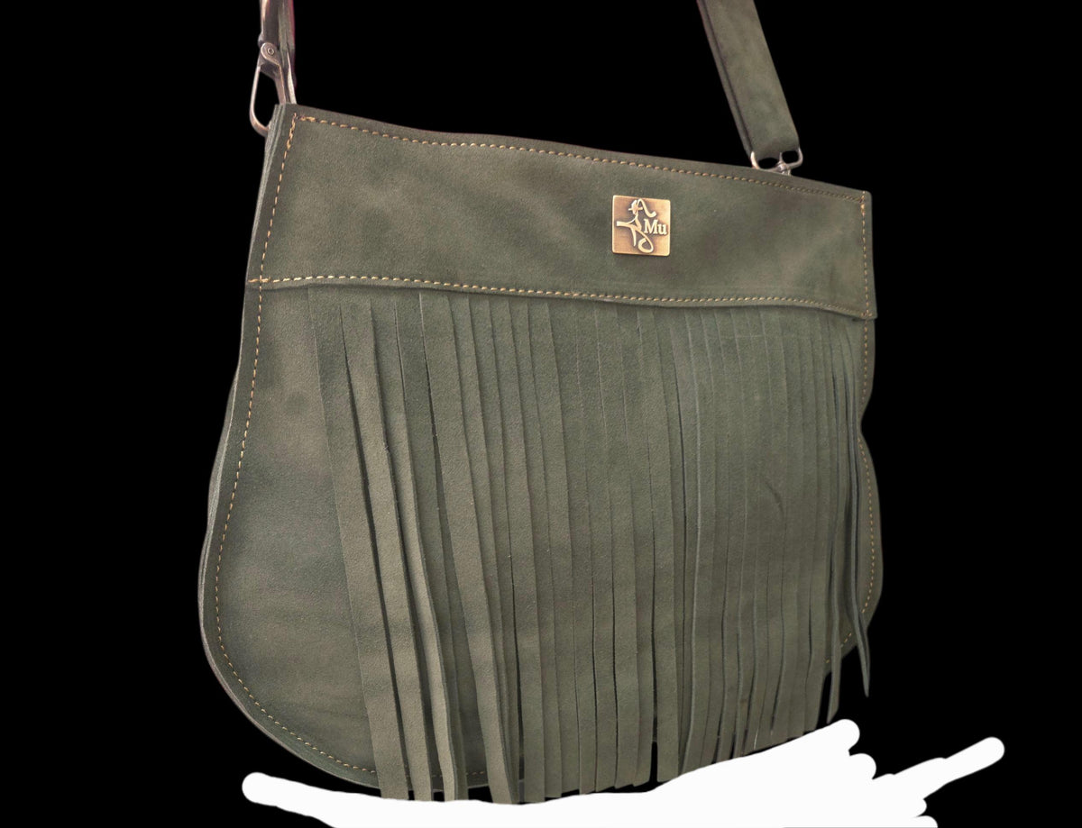 women's shoulder bag, genuine suede leather - görsel 6