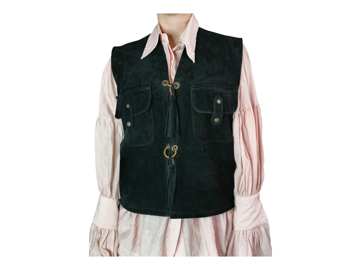 Real suede leather women's vest