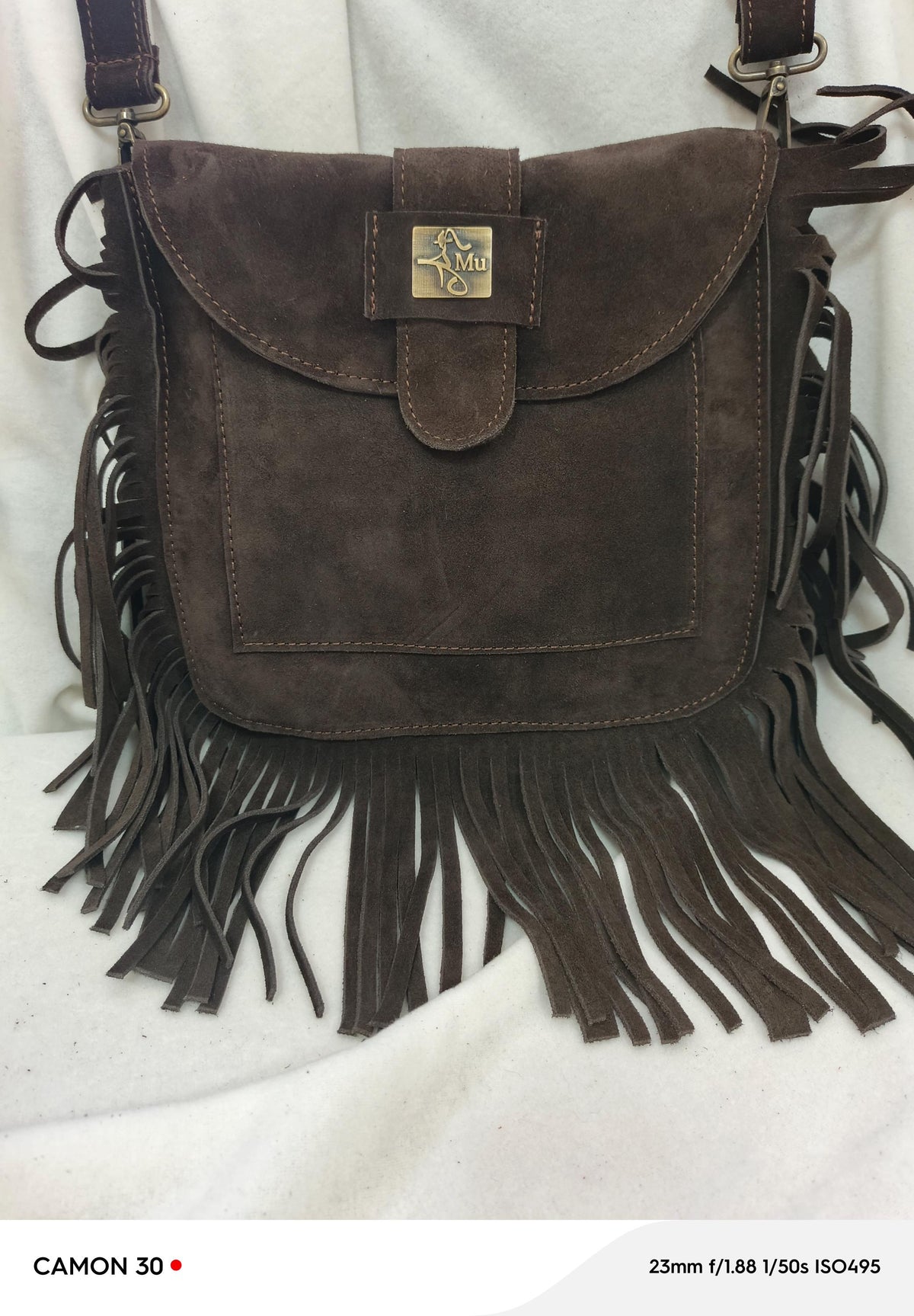 Suede Fringe Shoulder Bag: Dark Brown Leather Tote