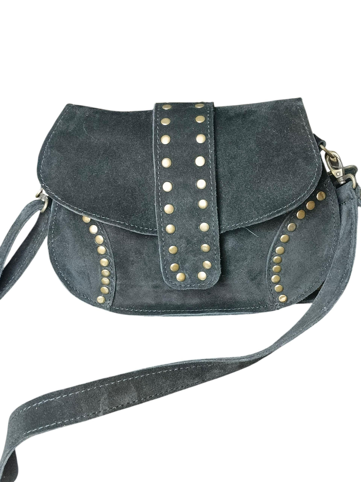Women's shoulder bag made of genuine suede leather - görsel 5