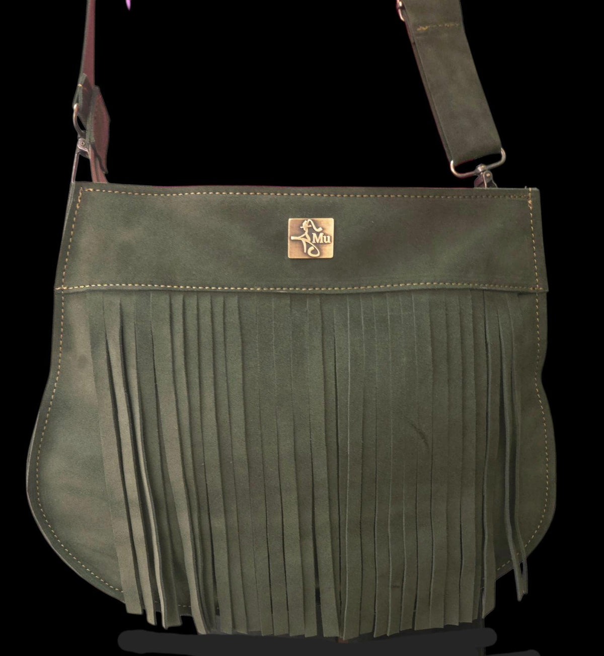 women's shoulder bag, genuine suede leather - görsel 3
