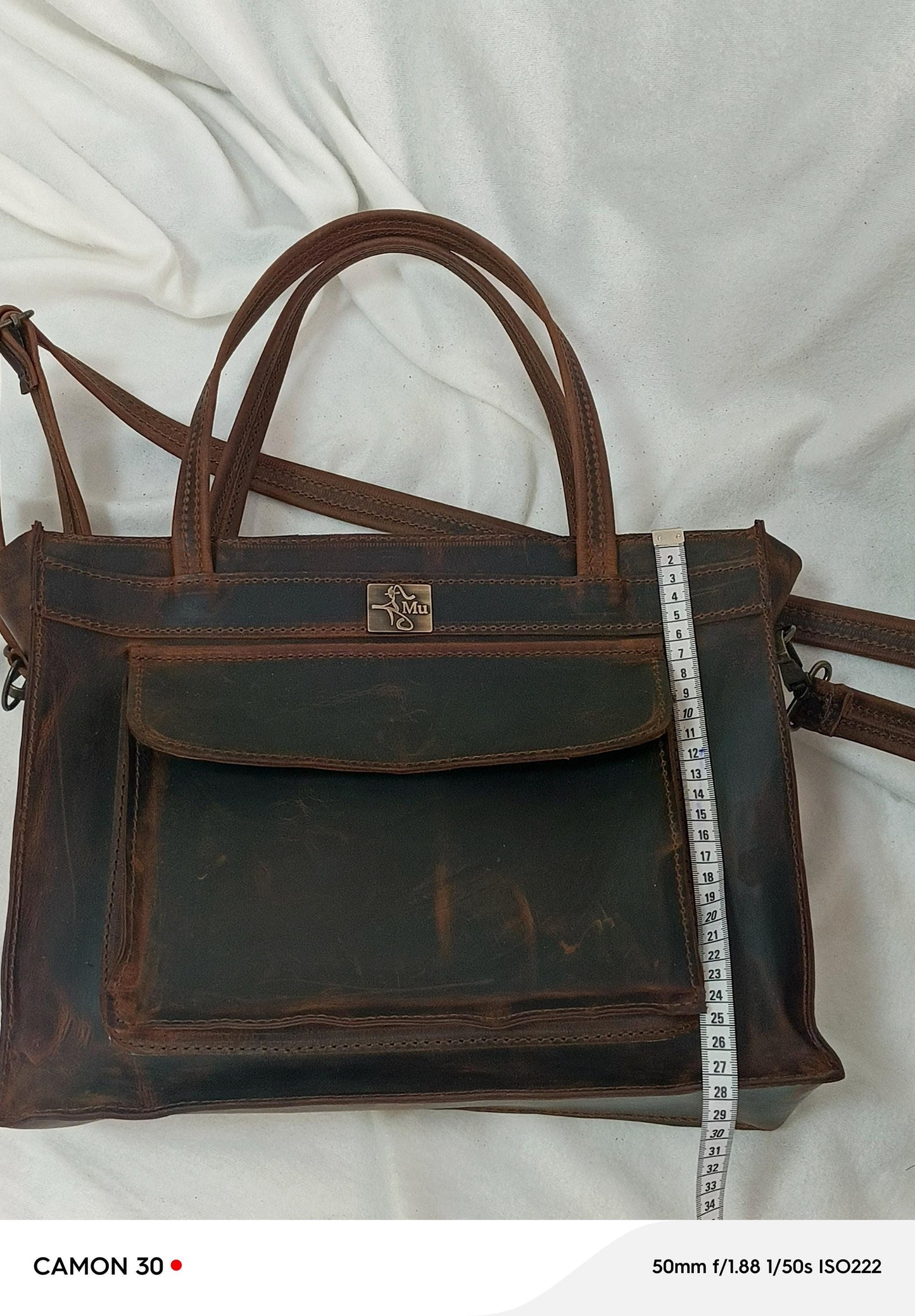 Genuine Leather Tote Bag: Nagada Design, Long & Short Handles