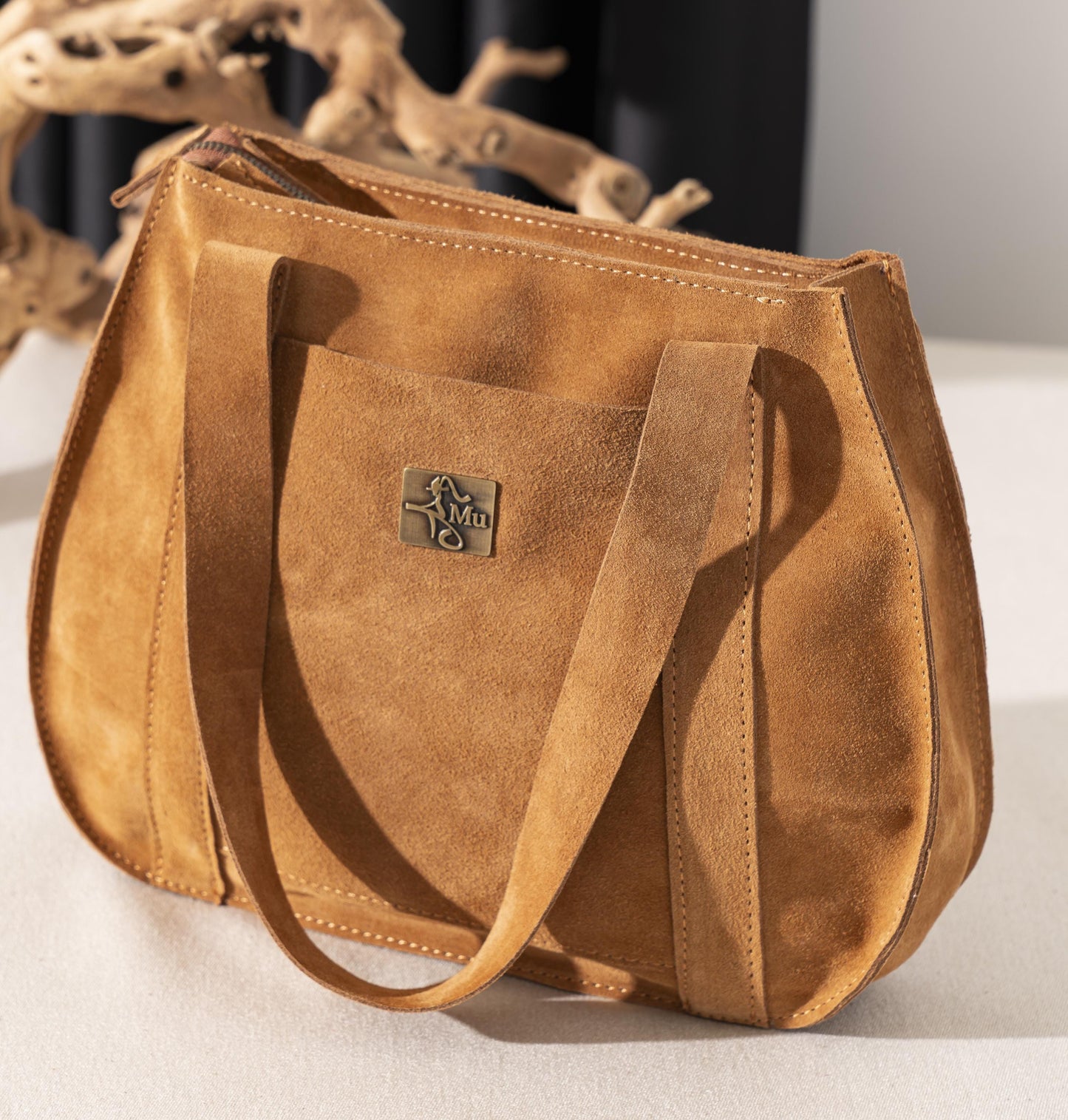 Genuine leather suede bag, shoulder strap, unlined product, special design.