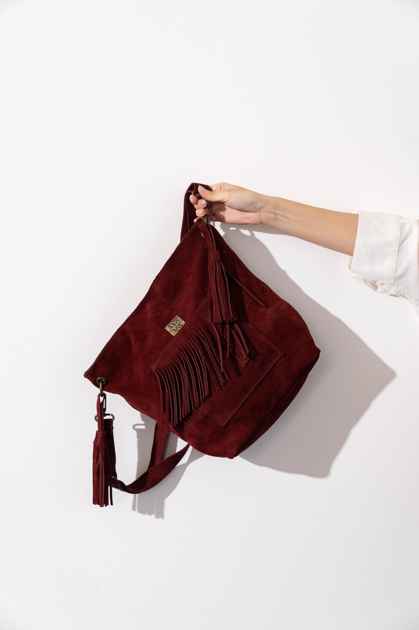 Genuine Leather Fringe Shoulder Bag - Meritaten