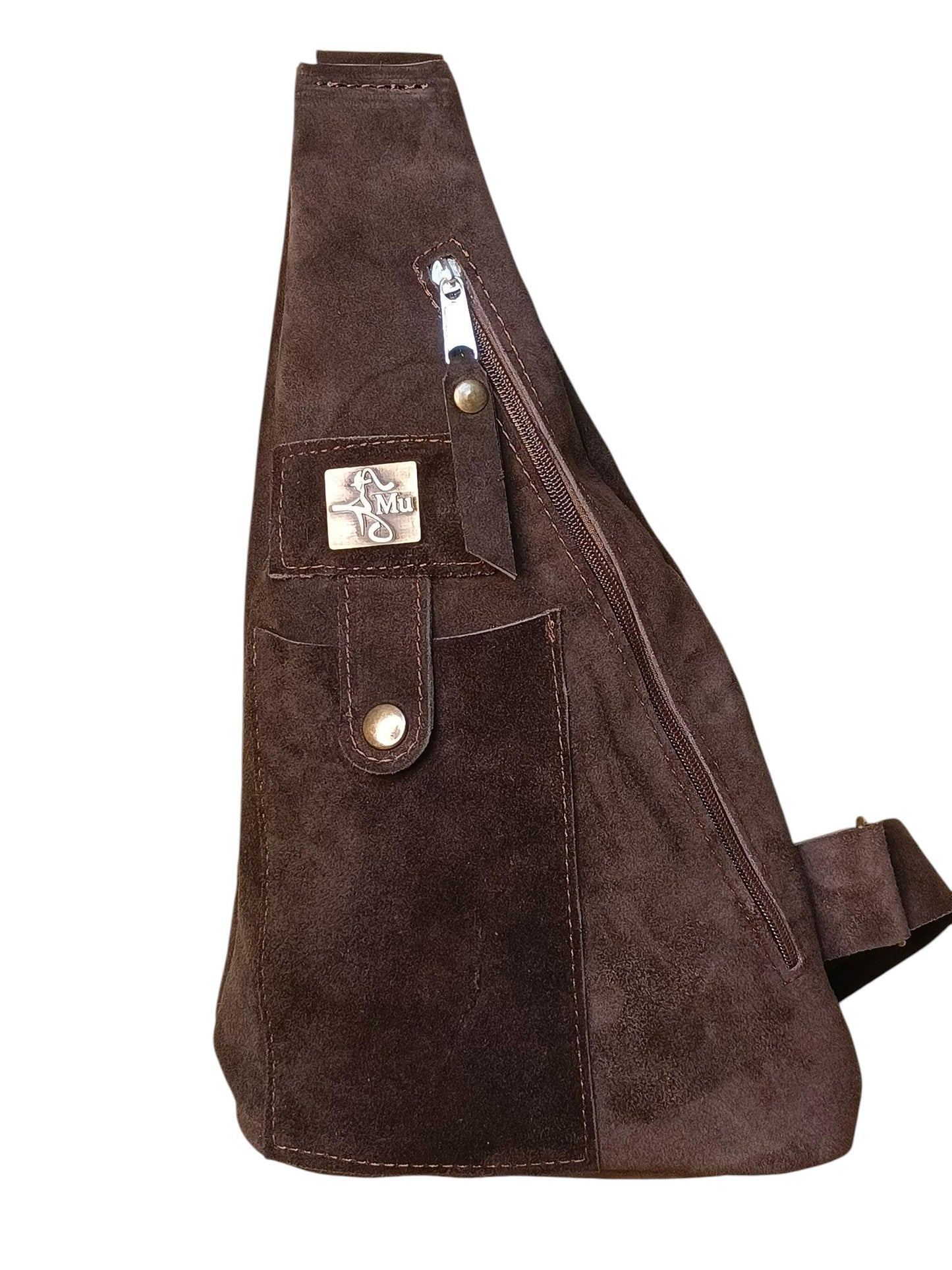 Shoulder bag made of genuine suede leather