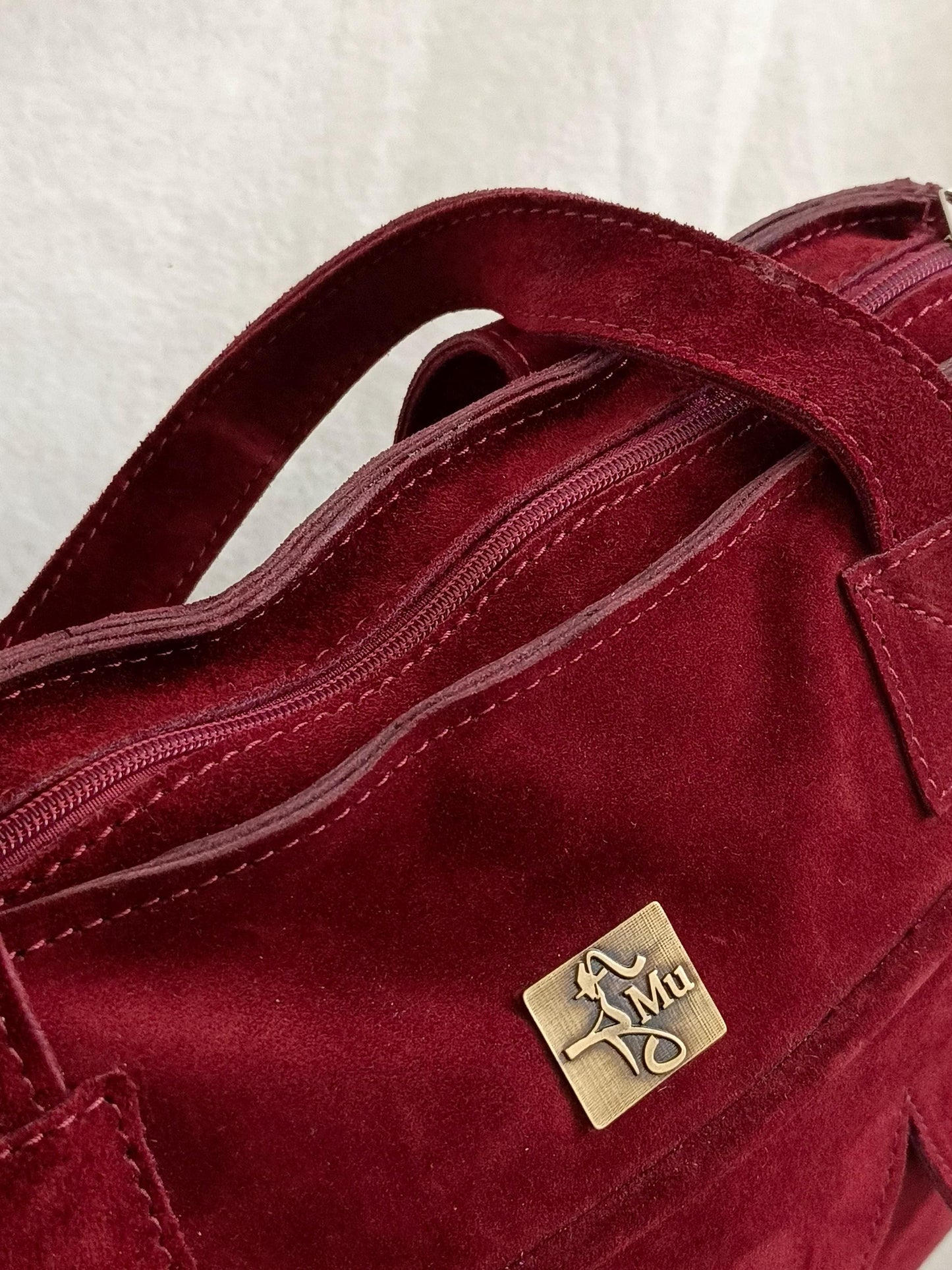women suede bag, made of genuine leather, laptop bag