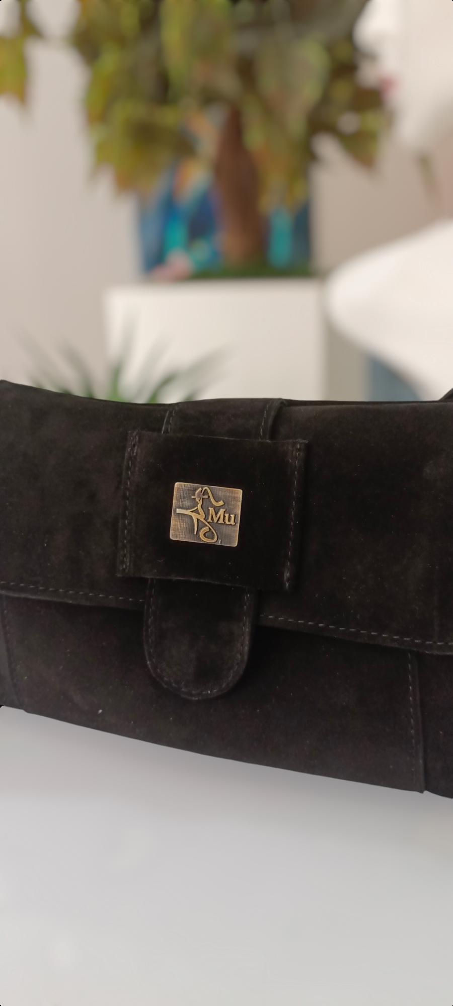 Women's suede bag model name kephren black ,made of genuine leather