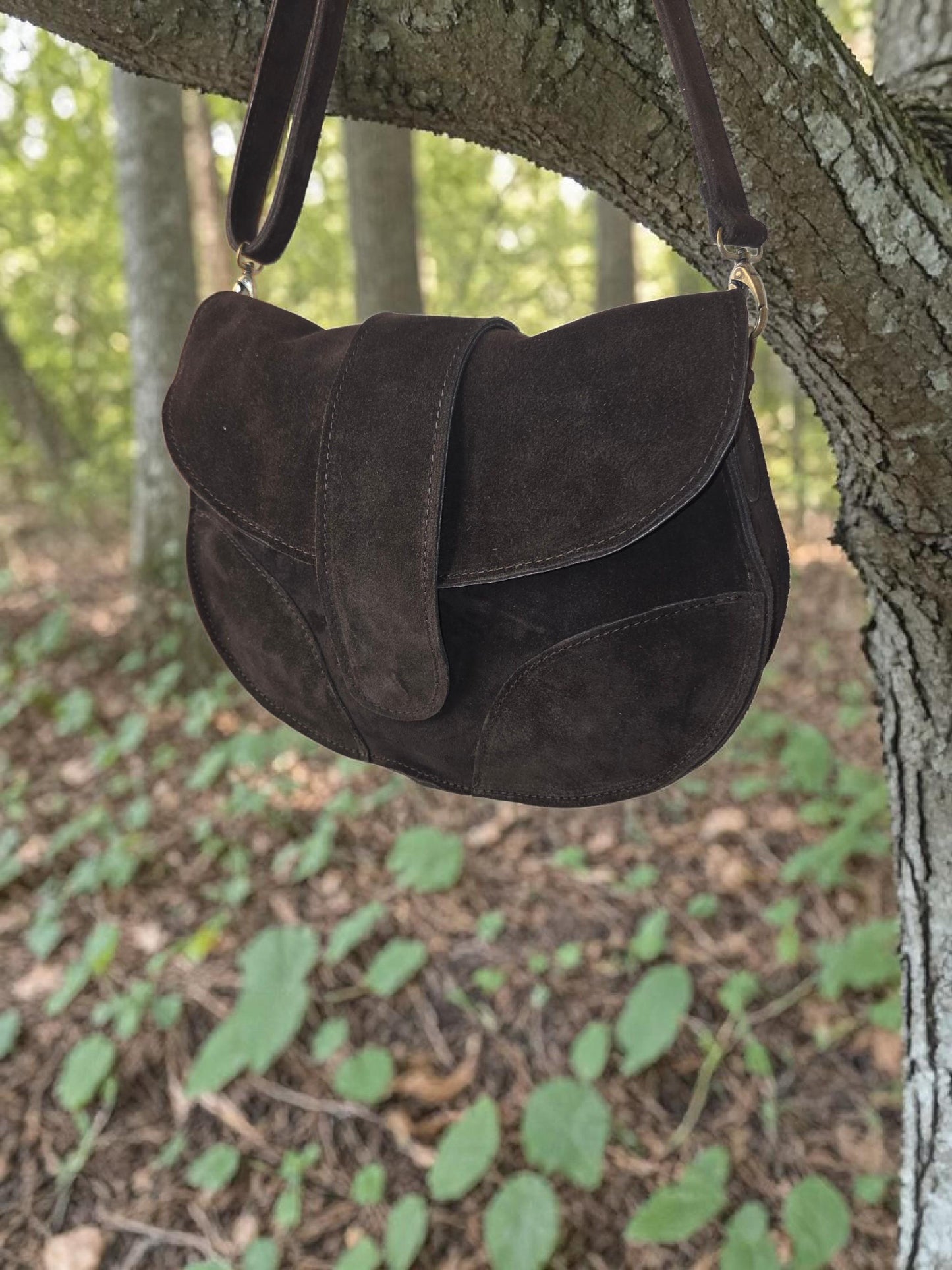 Genuine Dark Brown Leather Shoulder Bag, Women's Handbag, Inner Outer Pockets.