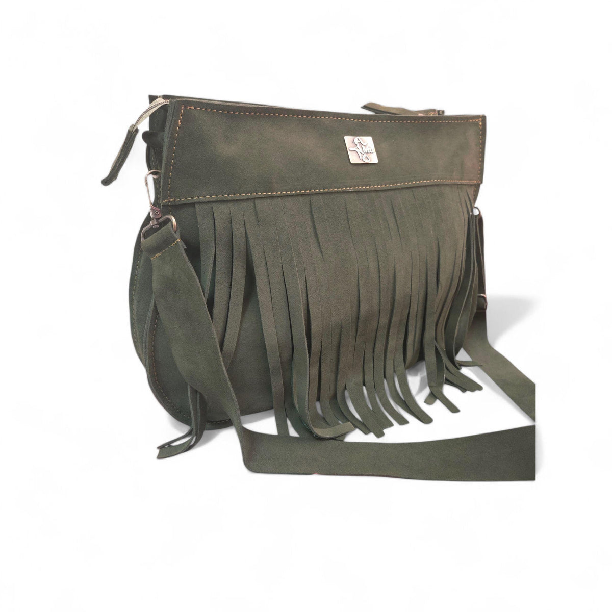 women's shoulder bag, genuine suede leather - görsel 5
