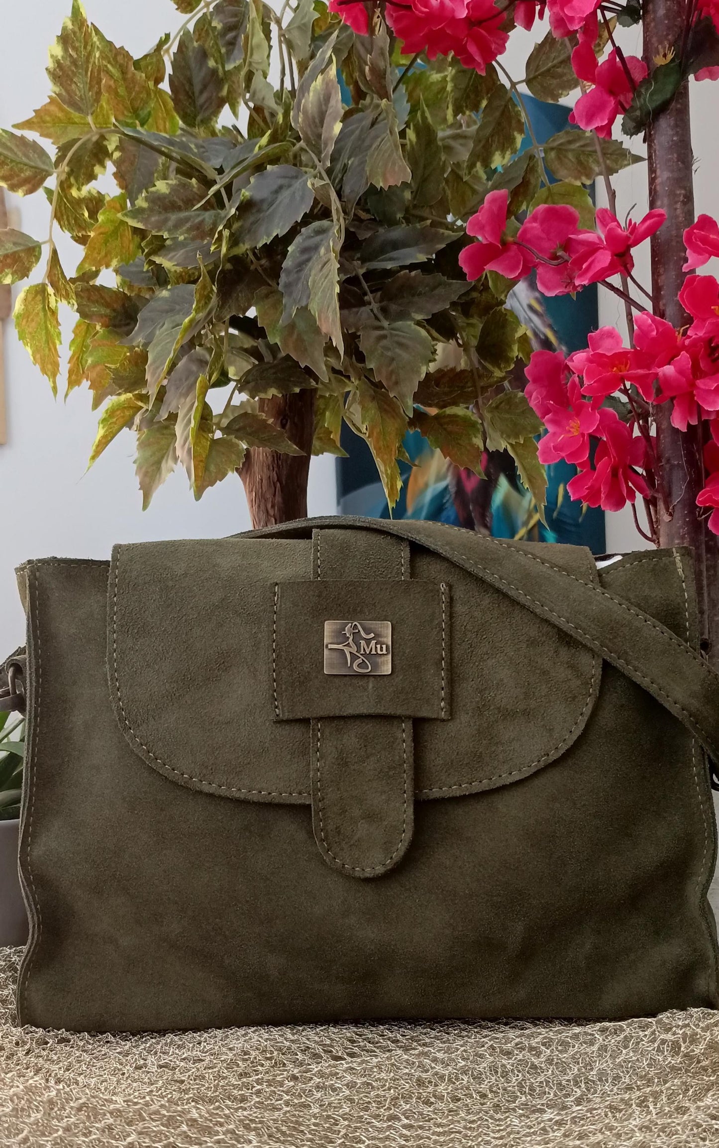 genuine suede leather shoulder bag