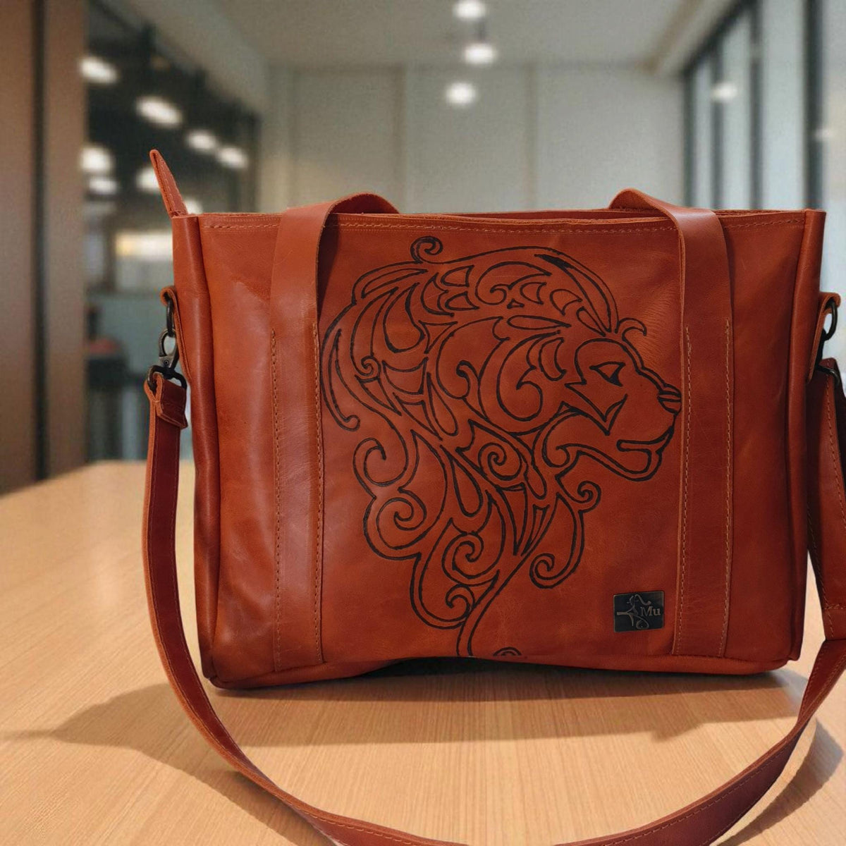 Women's leather bag, laptop bag - görsel 6