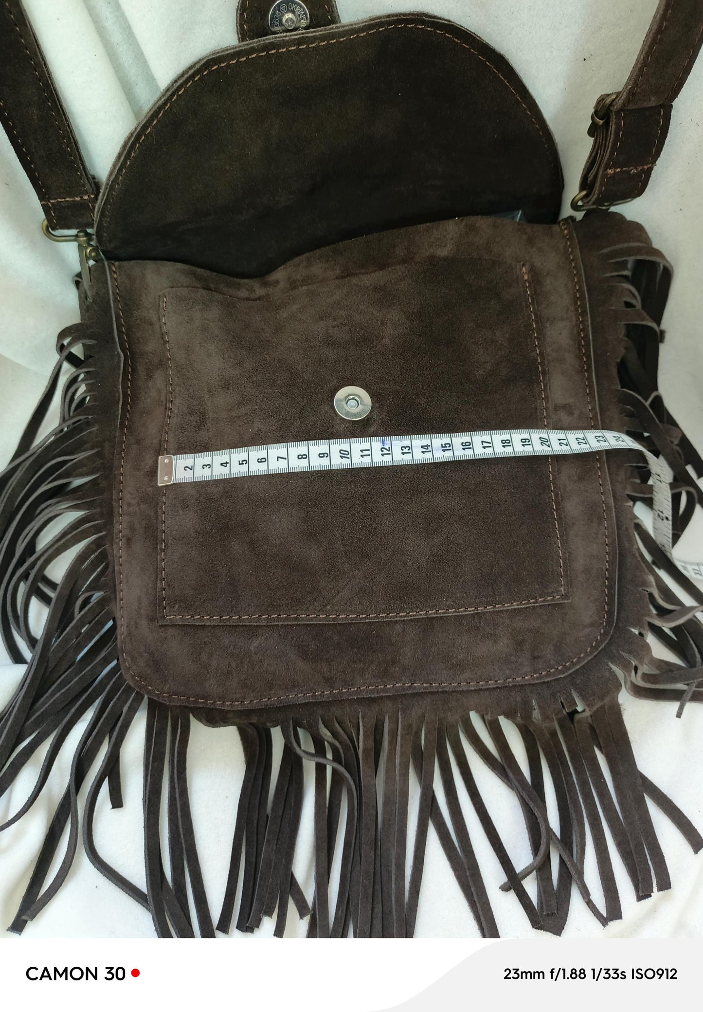 Suede Fringe Shoulder Bag: Dark Brown Leather Tote