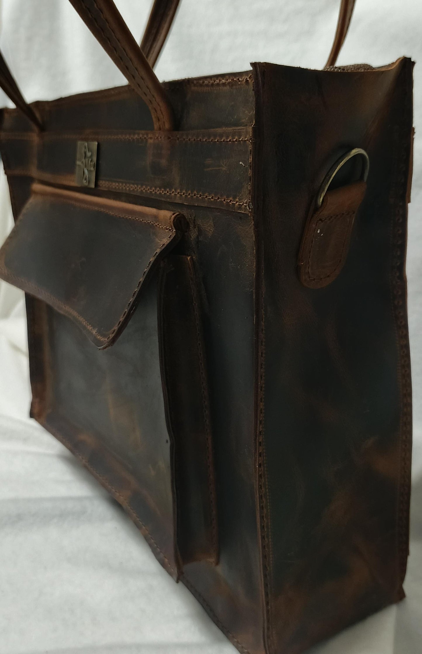 Genuine Leather Tote Bag: Nagada Design, Long & Short Handles
