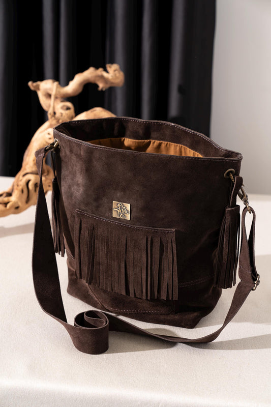 Genuine Leather Shoulder Bag: Fringe Design, Long & Short Straps