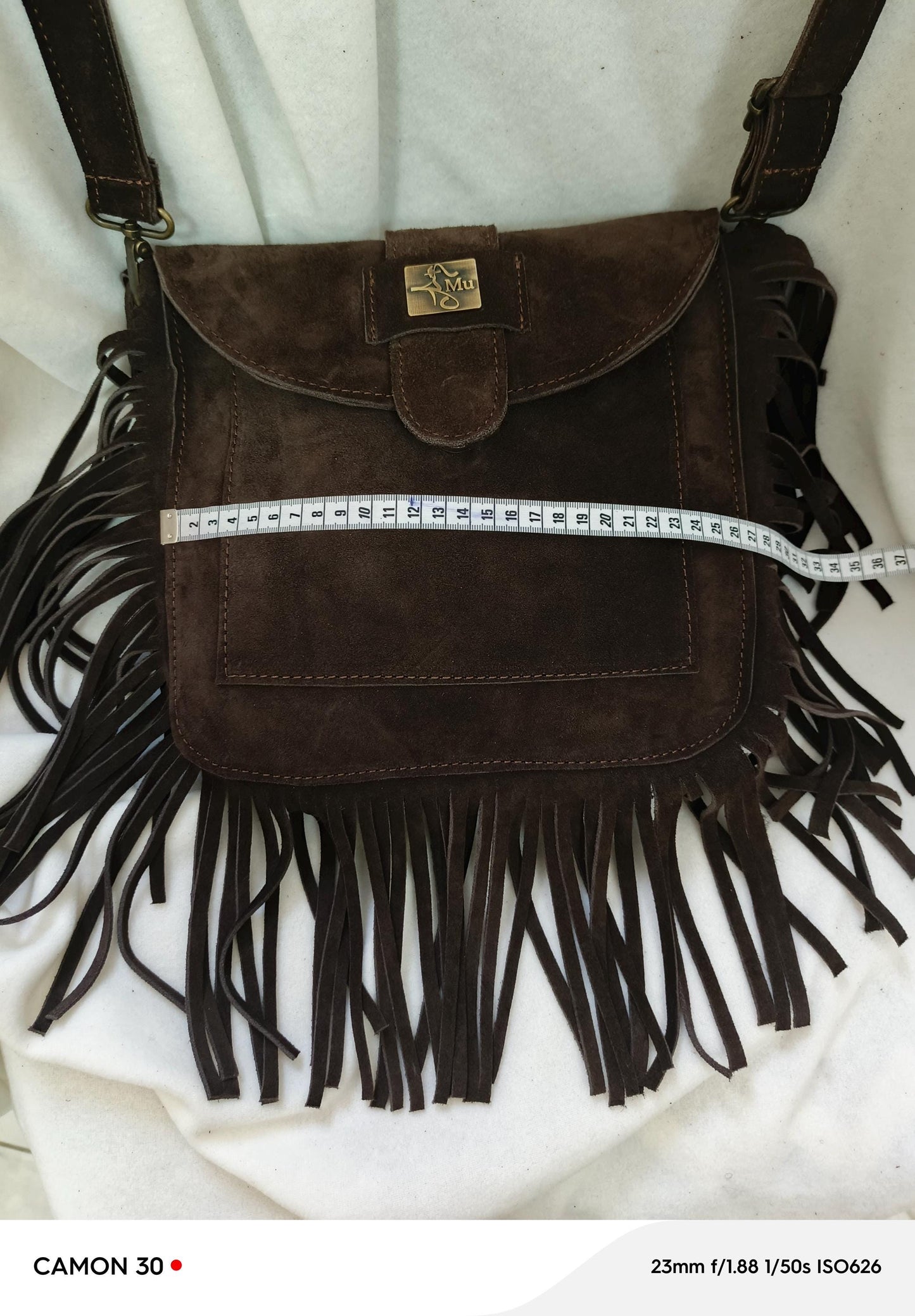 Suede Fringe Shoulder Bag: Dark Brown Leather Tote