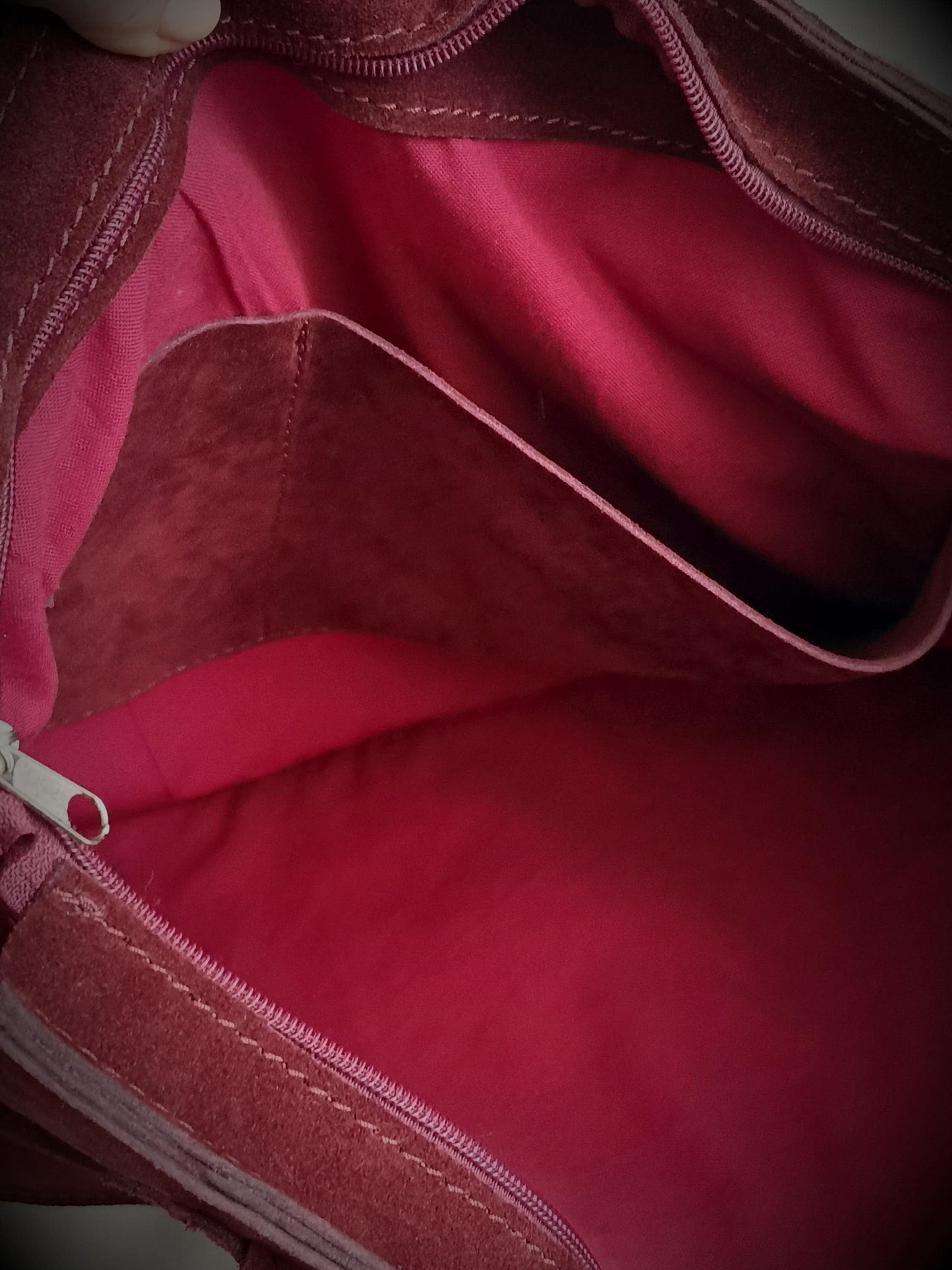 women suede bag, made of genuine leather, laptop bag