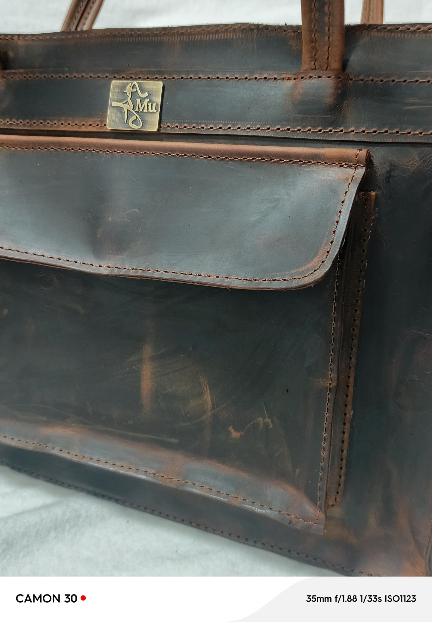 Genuine Leather Tote Bag: Nagada Design, Long & Short Handles