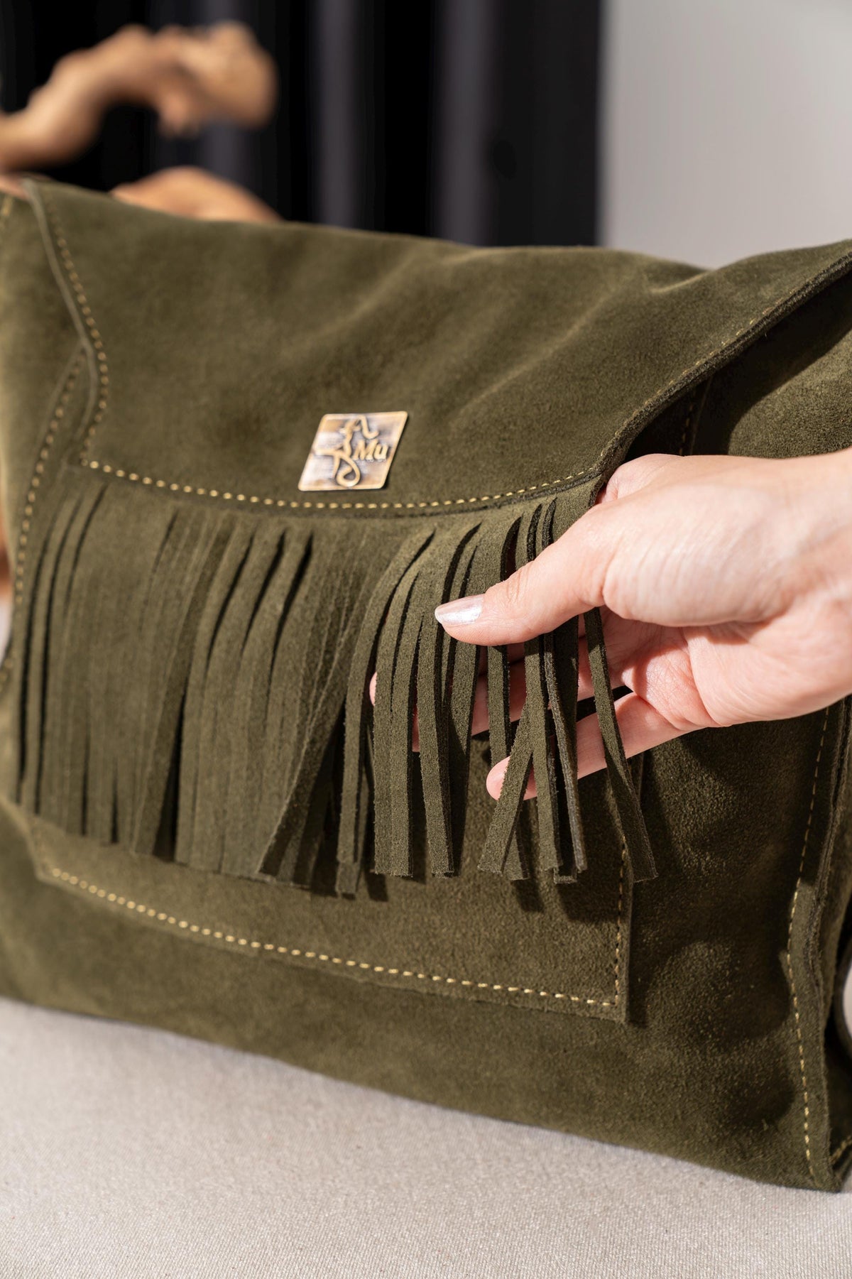 Women's Genuine Suede Leather Handbag & Shoulder Bag - görsel 3