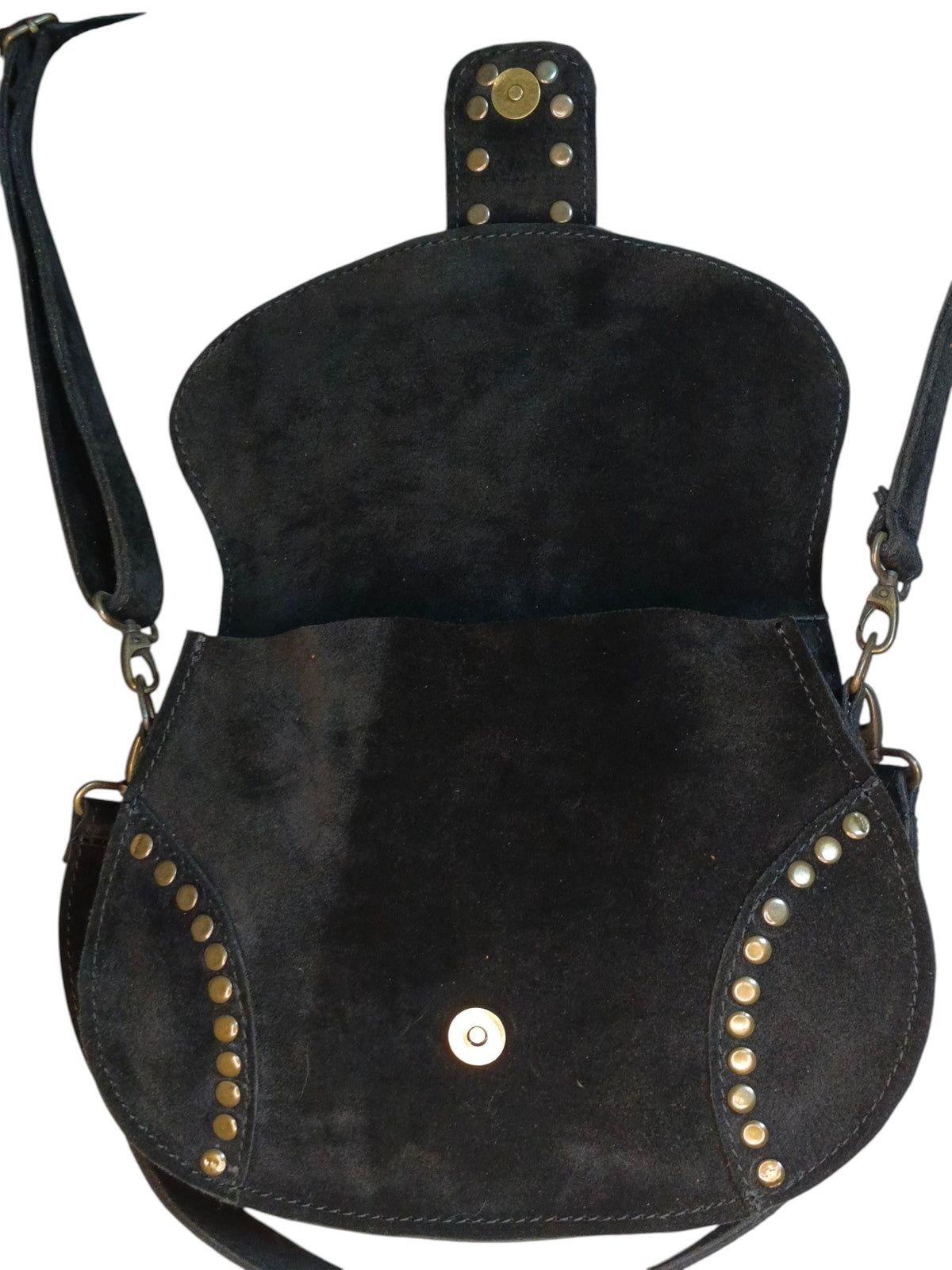 Women's shoulder bag made of genuine suede leather - görsel 3