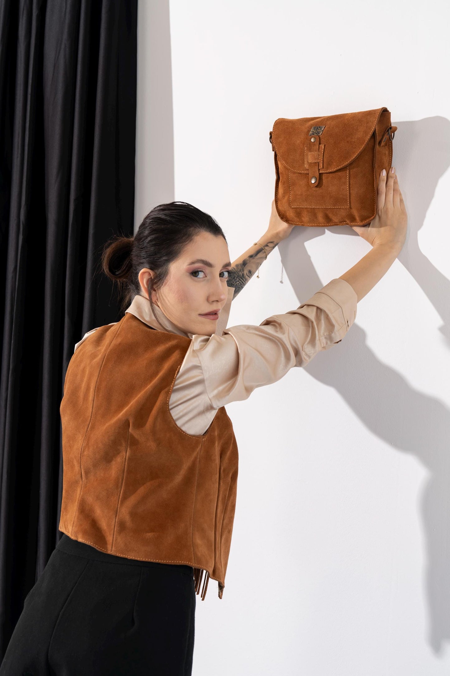 women suede handbag,genuine suede leather