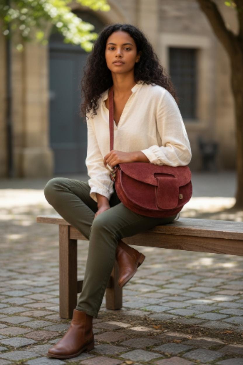 Genuine suede leather women's bag
