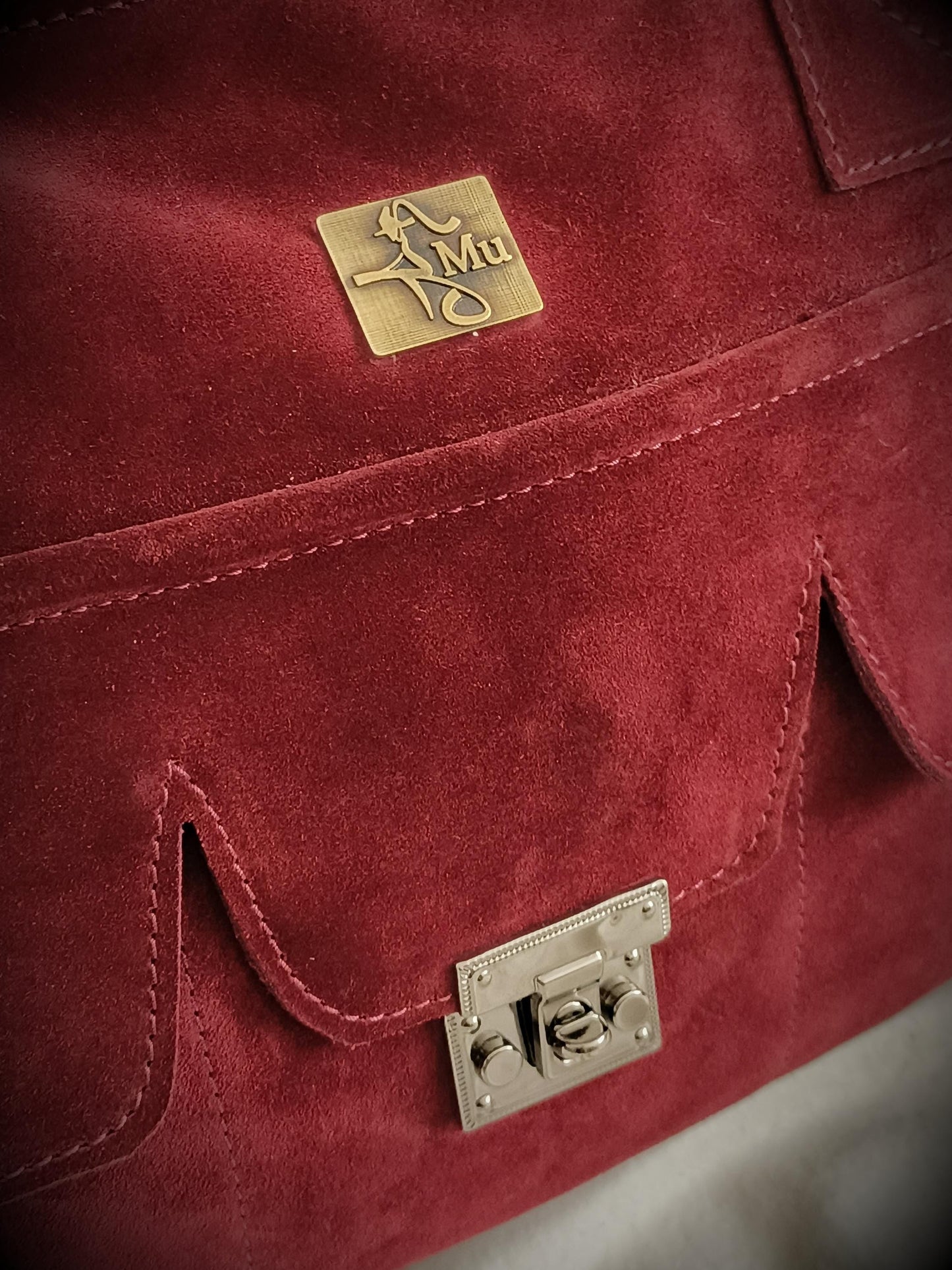 women suede bag, made of genuine leather, laptop bag