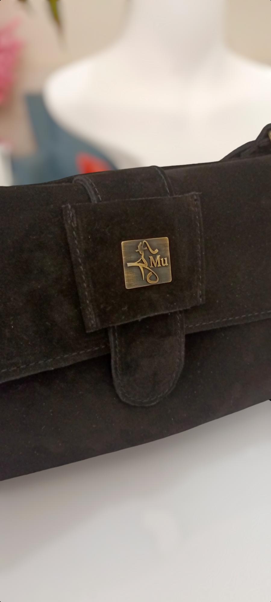 Women's suede bag model name kephren black ,made of genuine leather