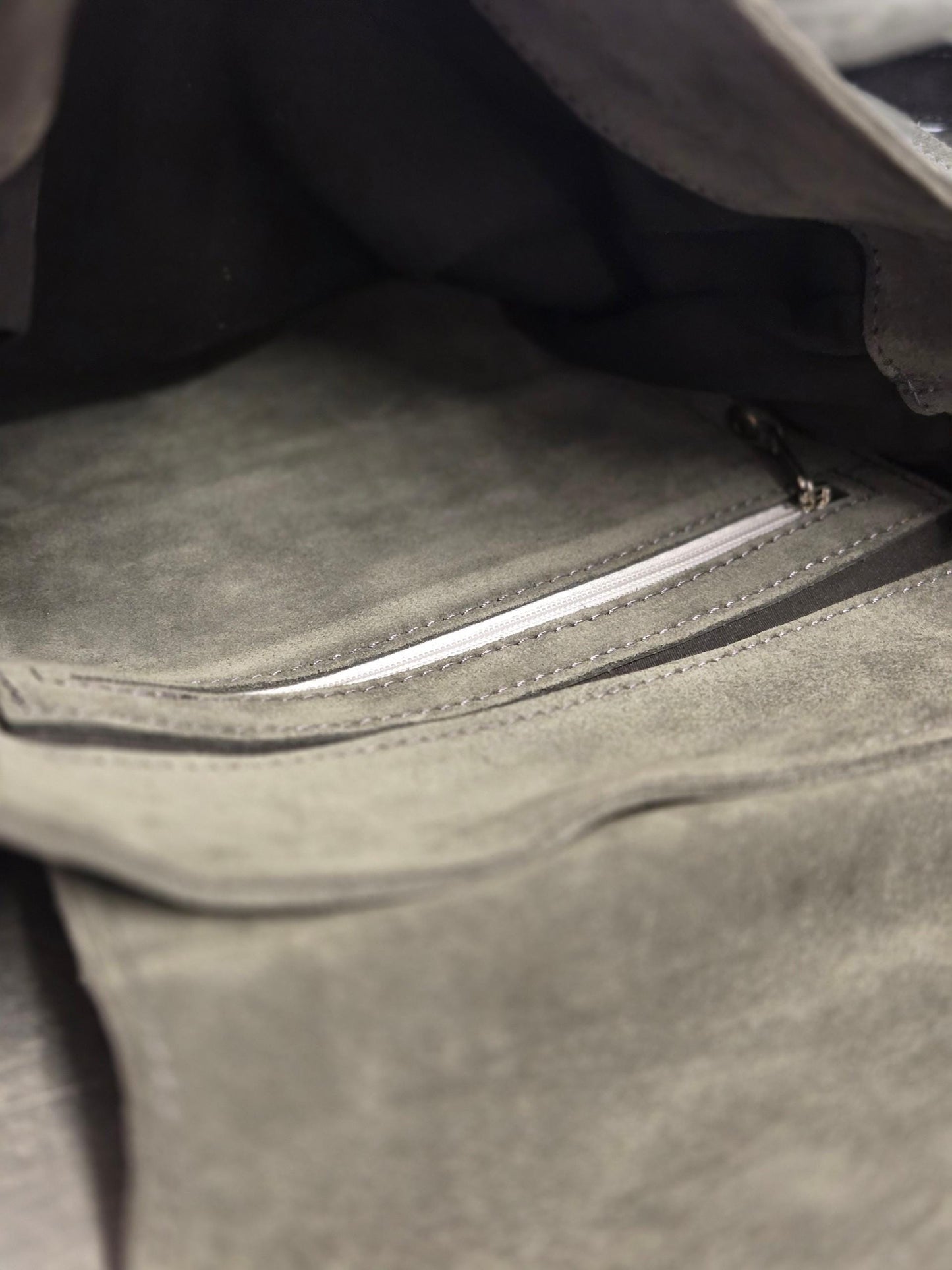 Women's suede handbag, made of genuine leather