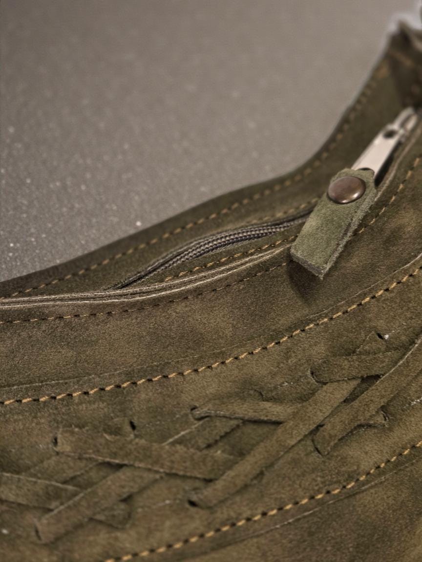 Suede women's handbag, made of genuine leather.