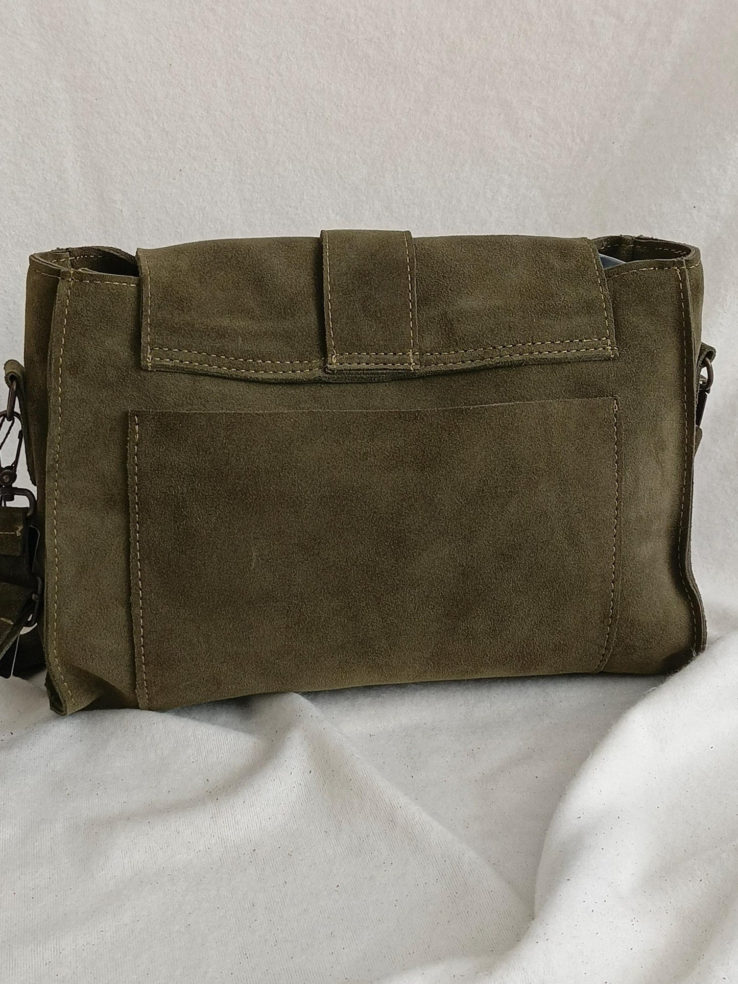 Women's suede handbag, made of genuine leather