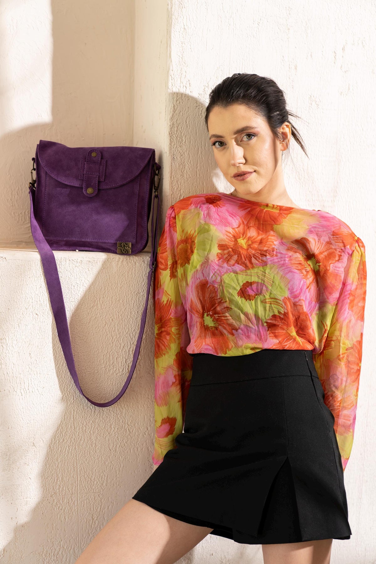 Women's suede bag,genuine leather,product name neferu,cross body bag - görsel 5