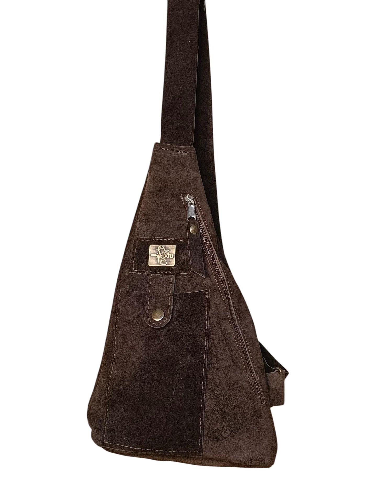 Shoulder bag made of genuine suede leather