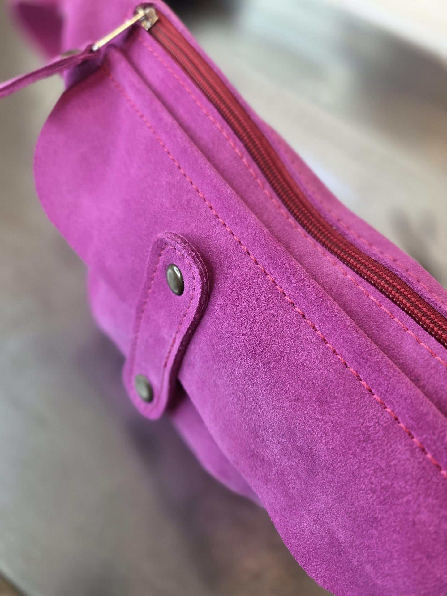 Genuine leather women's handbag, pink handbag, fanny pack