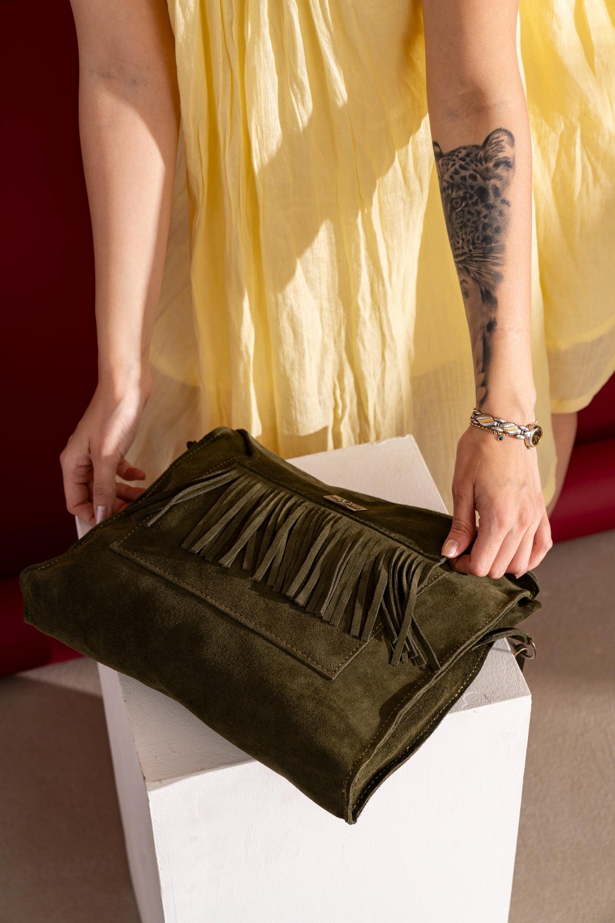 Women's Genuine Suede Leather Handbag & Shoulder Bag - görsel 4