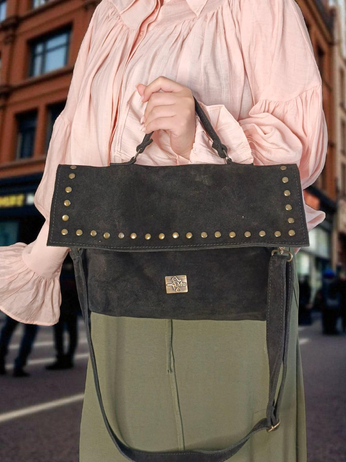 women's genuine suede leather shoulder bag