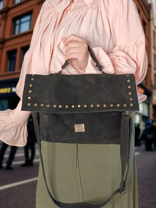 women's genuine suede leather shoulder bag