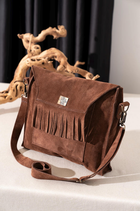 Women's suede bag made of genuine leather,design product