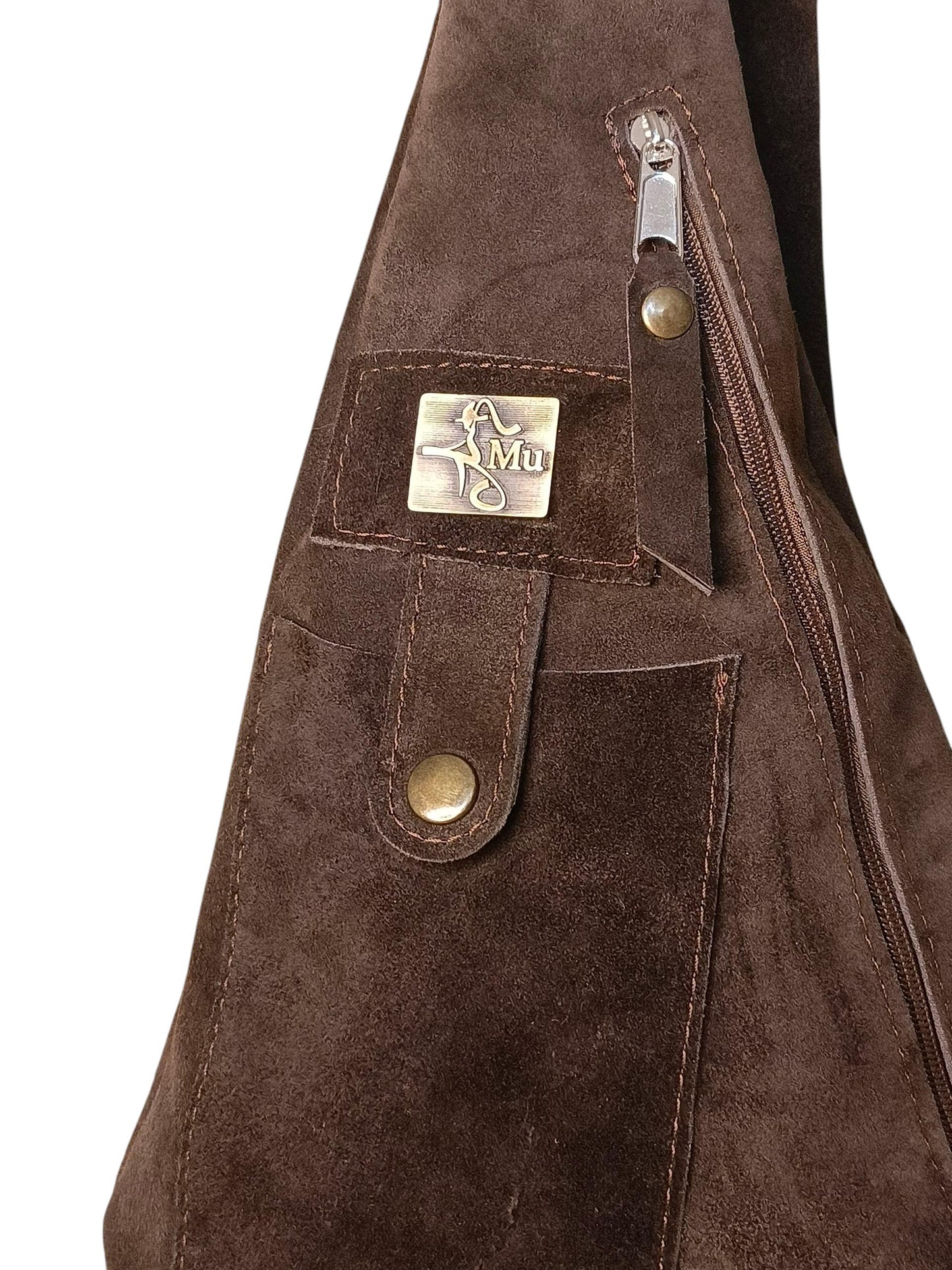 Shoulder bag made of genuine suede leather