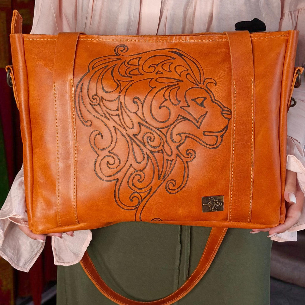 Women's leather bag, laptop bag - görsel 4
