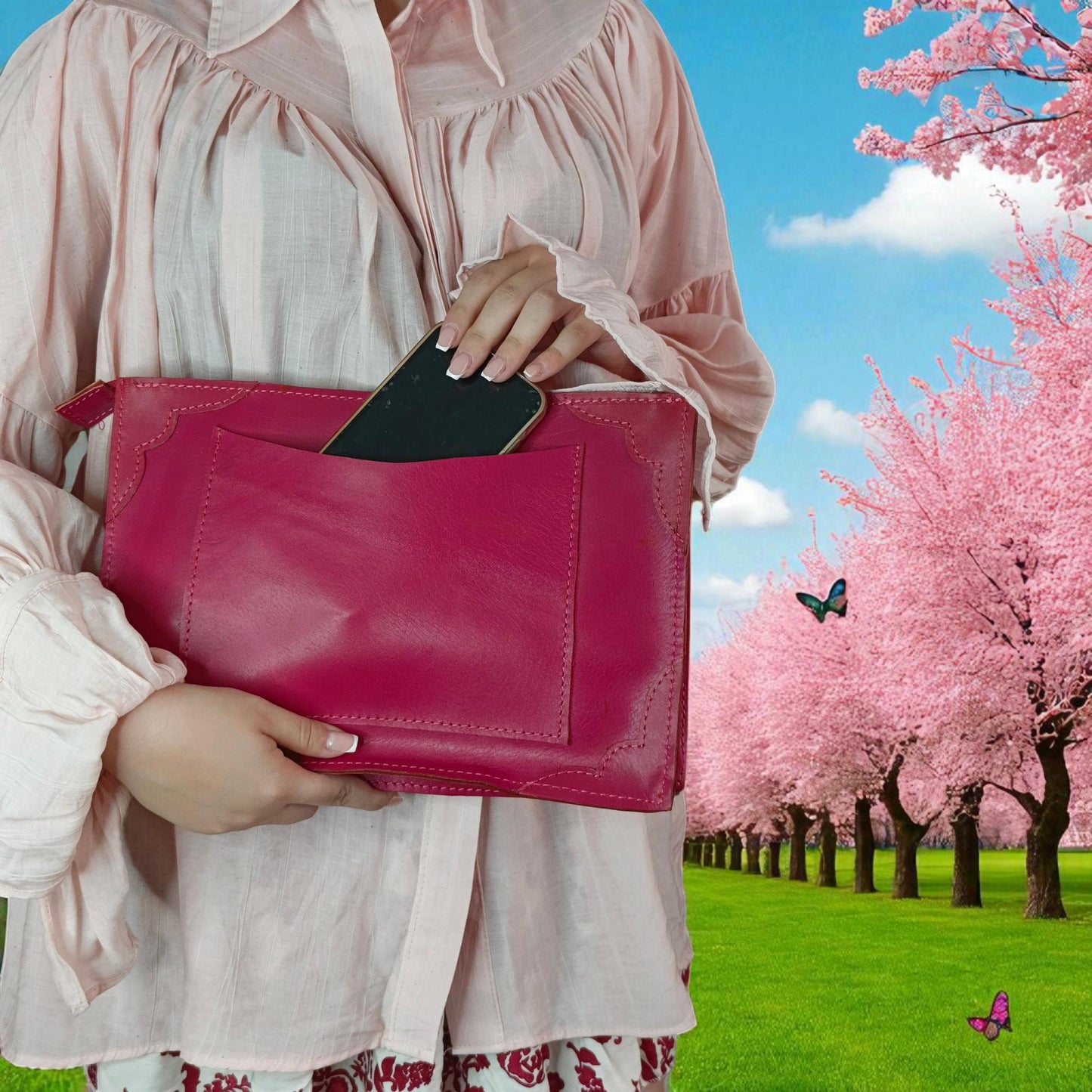 Made of genuine leather. Women's portfolio bag