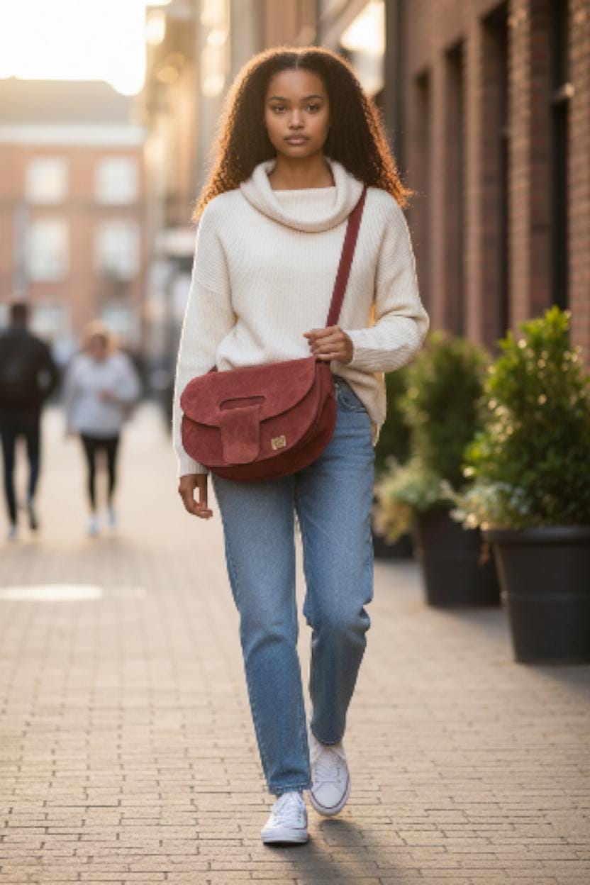 Genuine suede leather women's bag