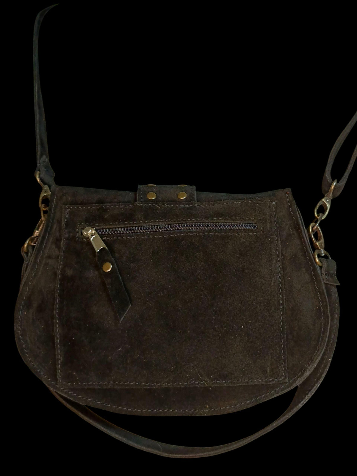Women's shoulder bag made of genuine suede leather - görsel 4