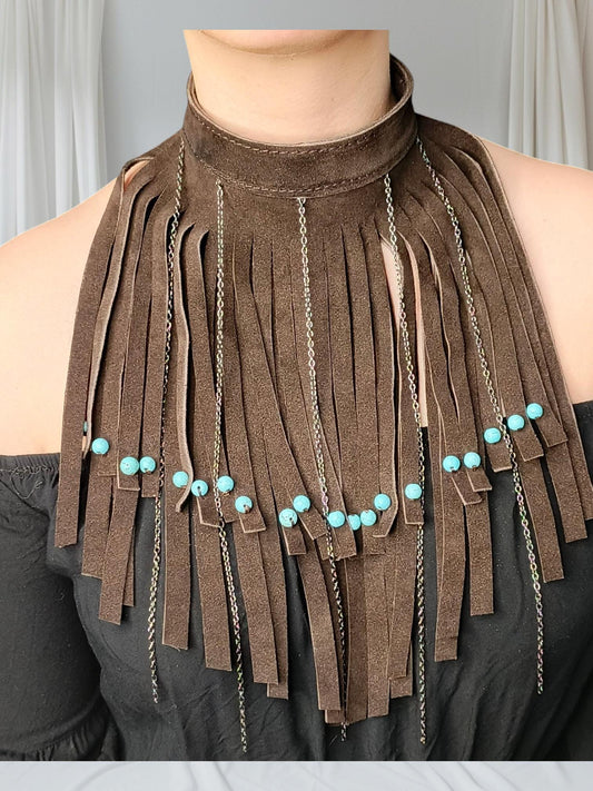 Genuine leather design necklace