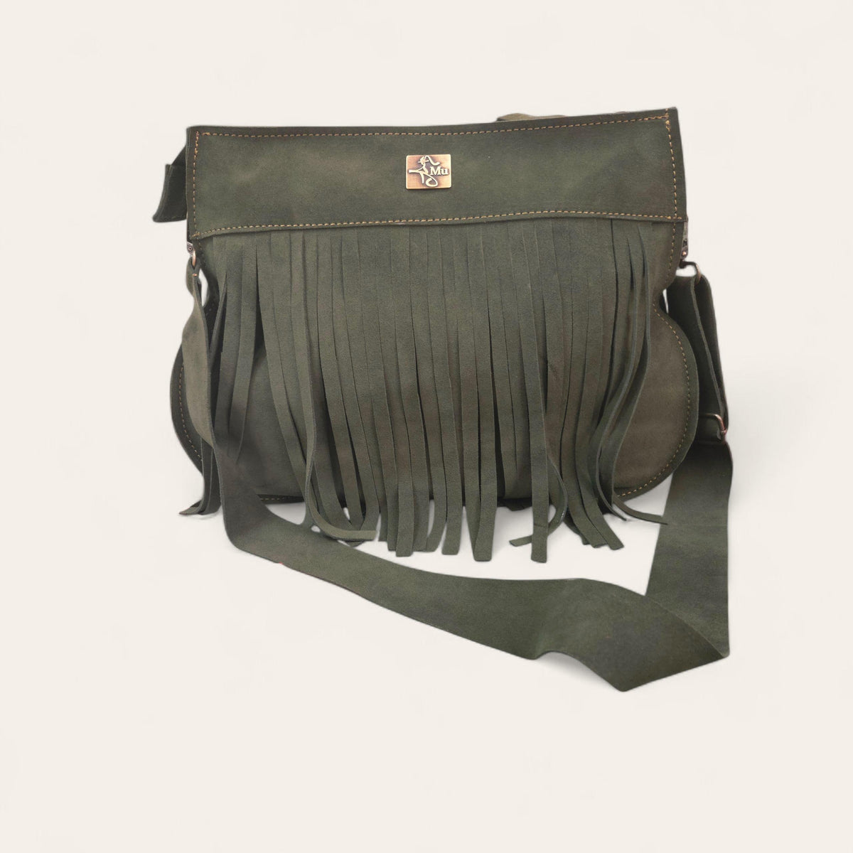 women's shoulder bag, genuine suede leather - görsel 4