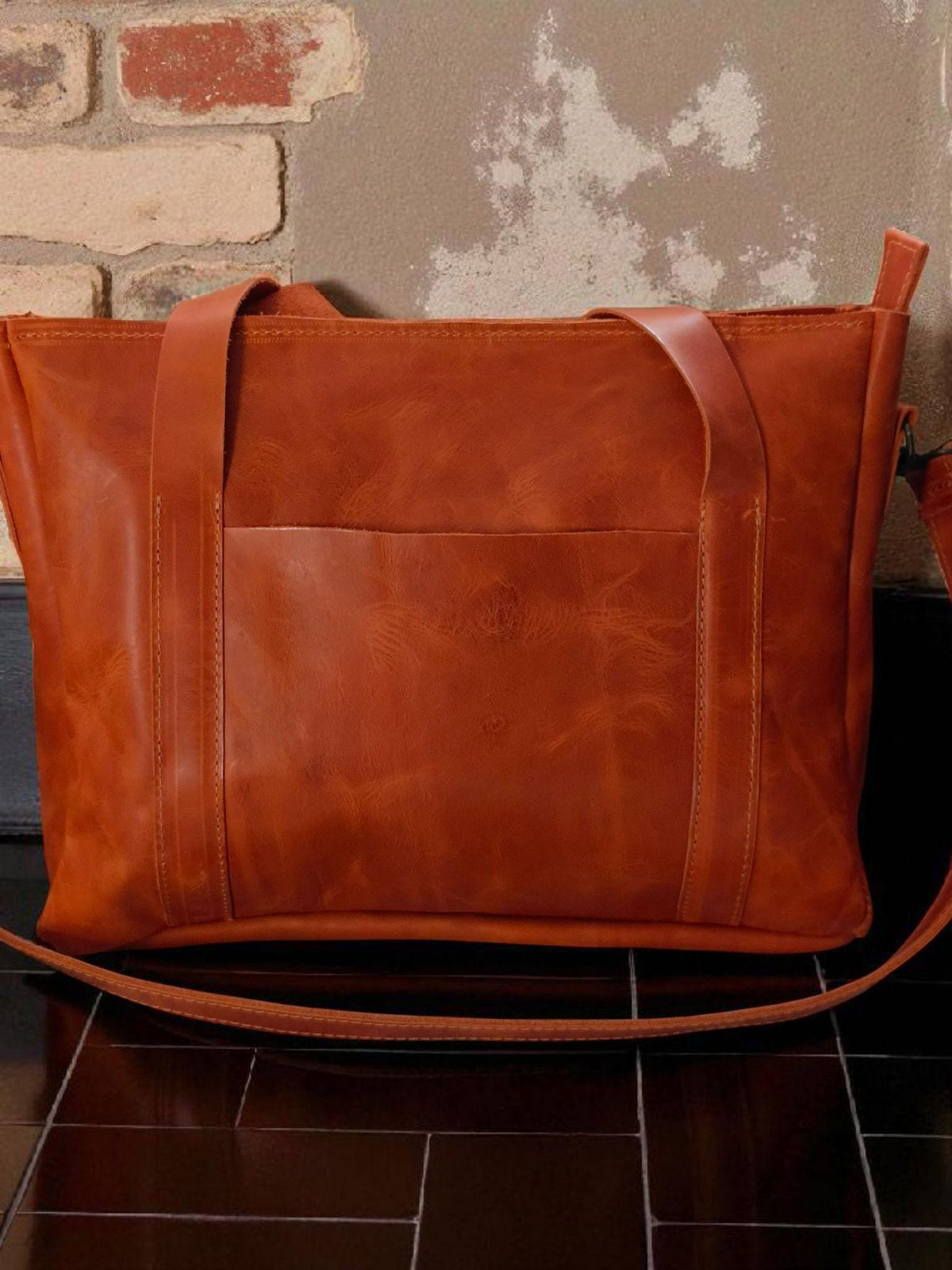 Women's leather bag, laptop bag - görsel 7