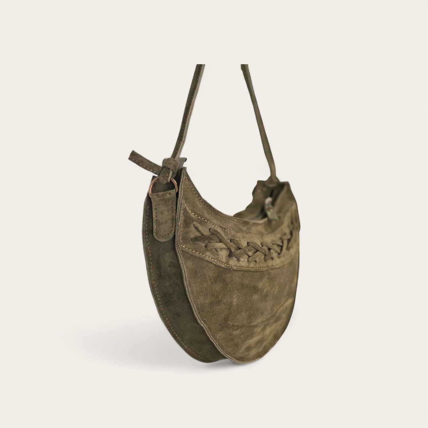 Suede women's handbag, made of genuine leather.