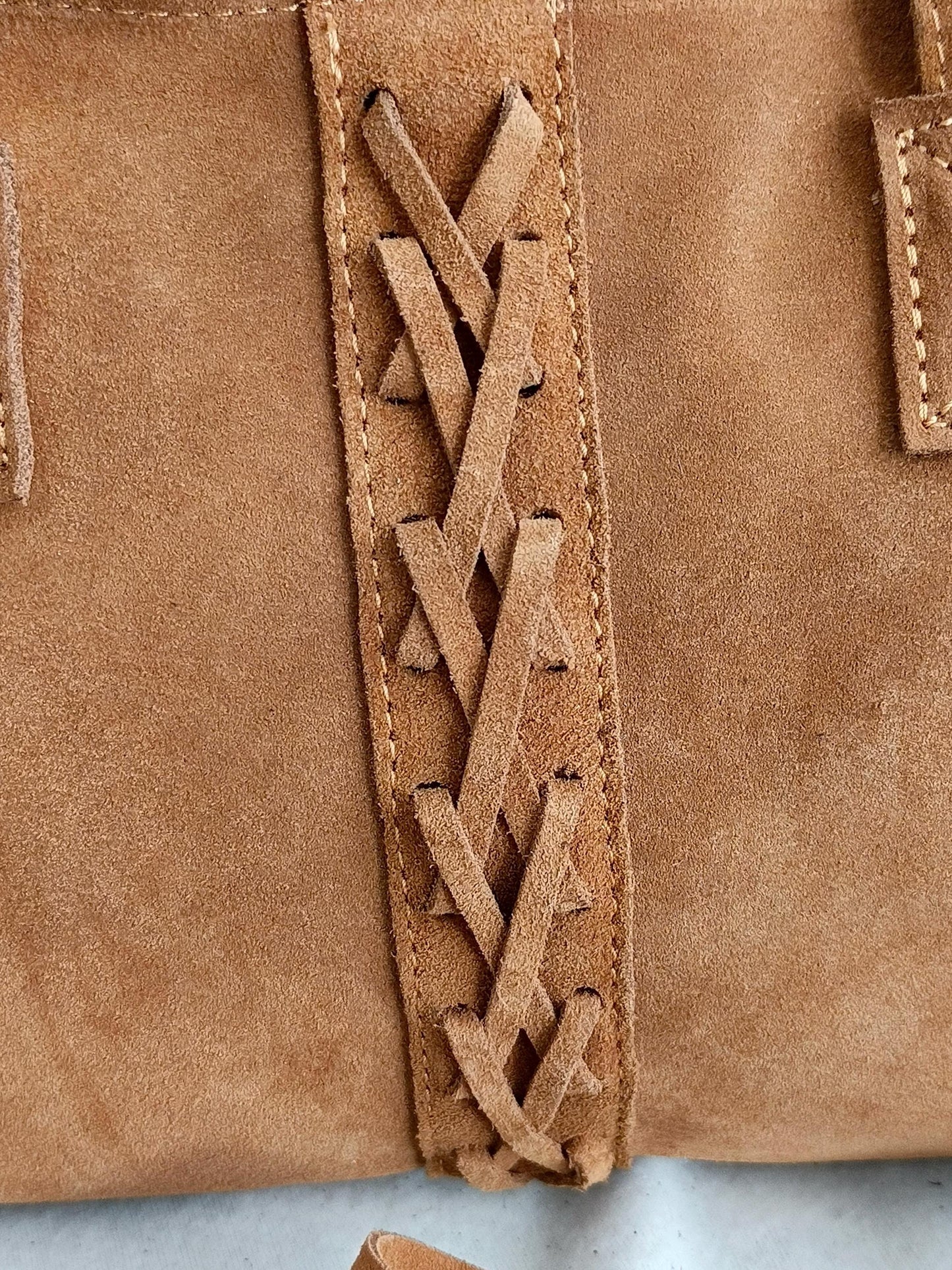 Handmade Suede Leather Tan Satchel Bag: Designer Shoulder Bag
